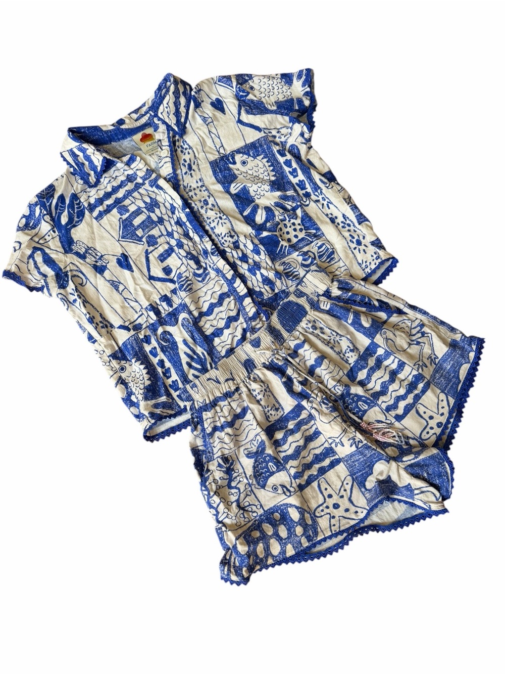 Farm Rio Blue & White Nautical Shirt and Shorts Set